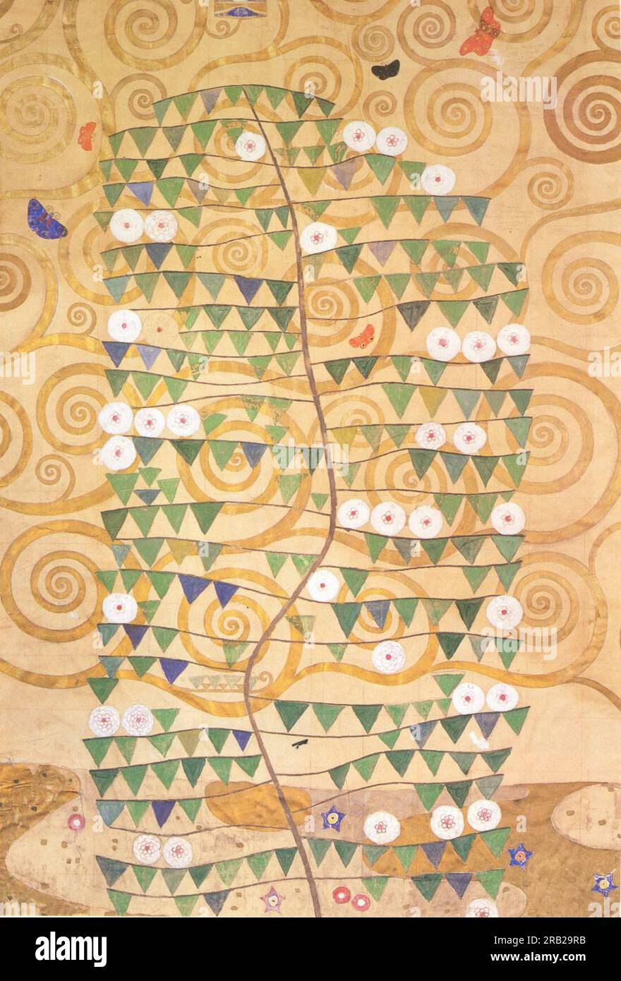 Caricature pour la frise de la Villa Stoclet à Bruxelles : partie droite de l'arbre de vie 1909 de Gustav Klimt Banque D'Images