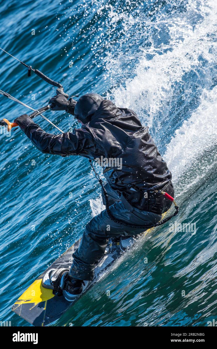 Kiteboarding, Victoria, île de Vancouver, C.-B., Canada Banque D'Images