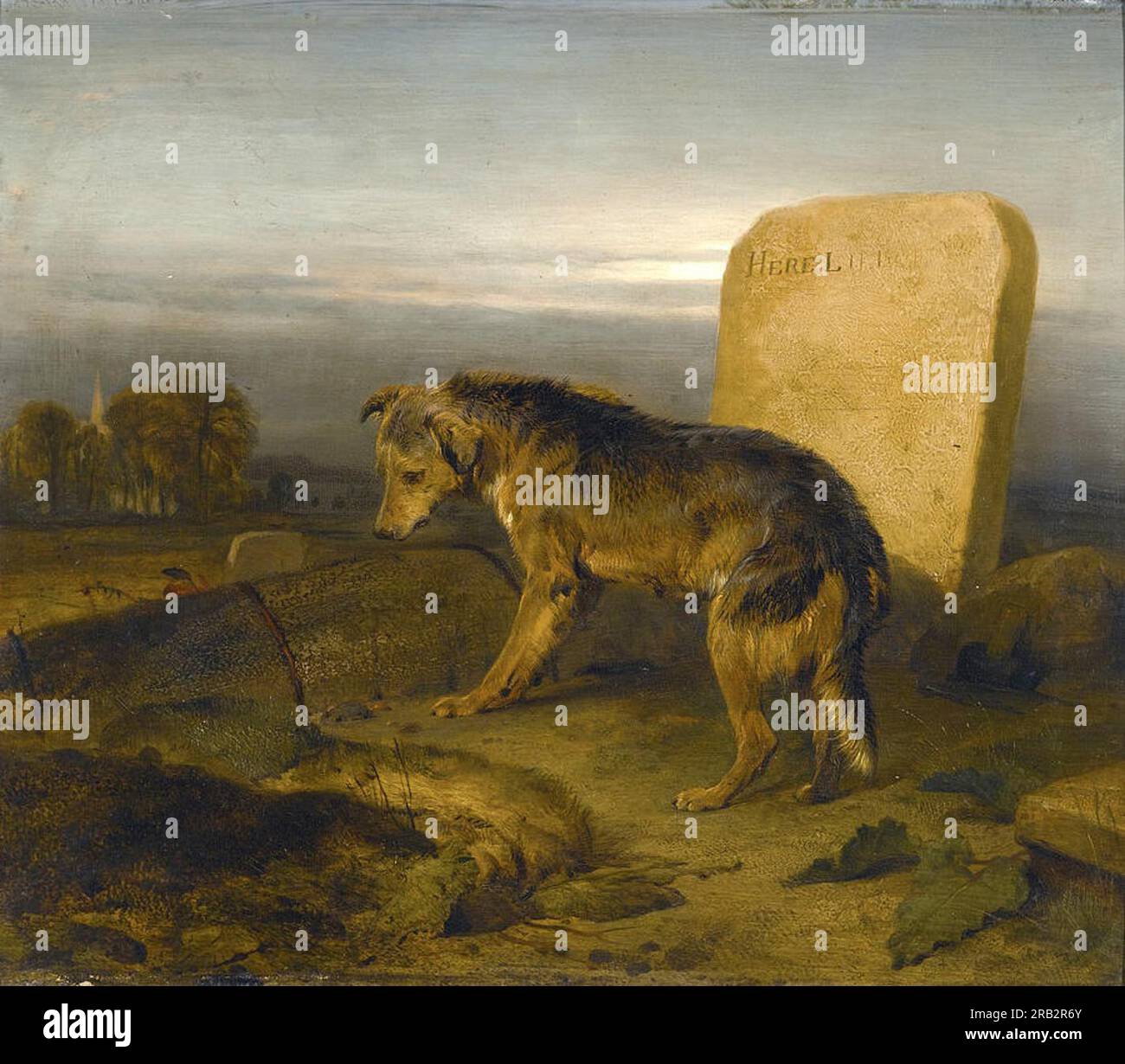 La tombe du pauvre chien les bergers par Edwin Henry Landseer Banque D'Images