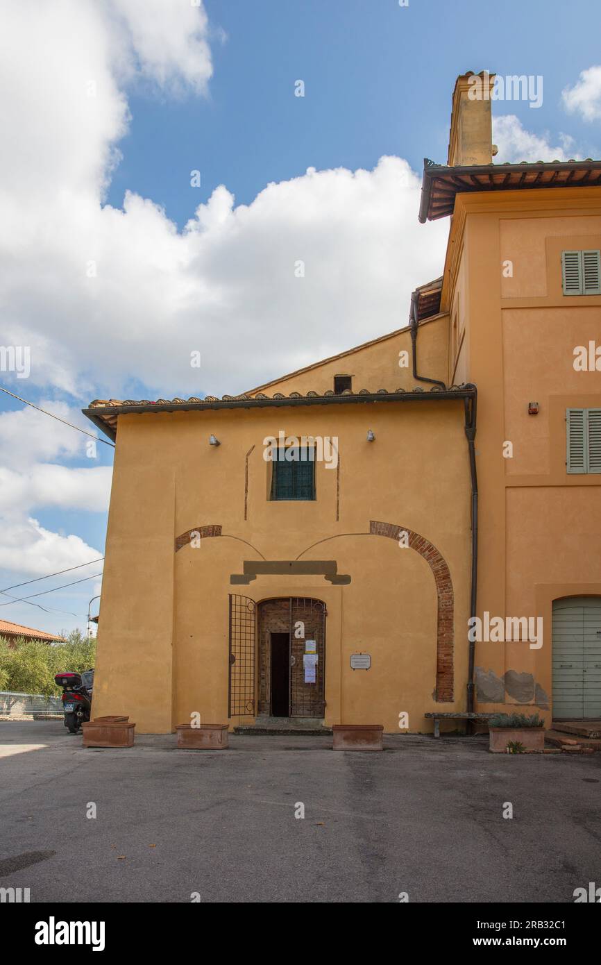 Pietro Perugino, le martyre de San Sebastiano, fresque, église de San Sebastiano, Panicale, Ombrie, Italie Banque D'Images