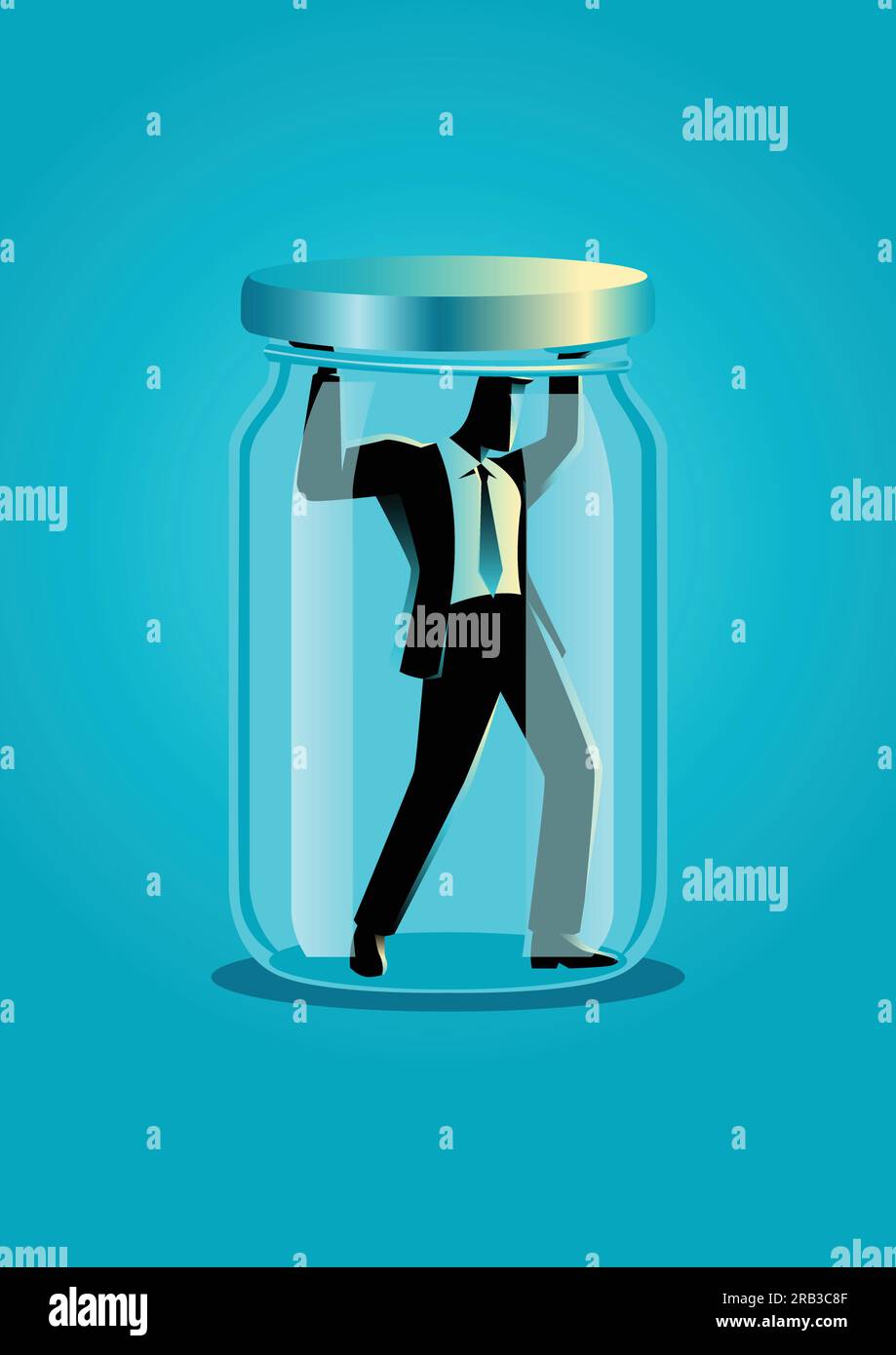 Illustration d'un concept d'affaires piégé dans un pot Illustration de Vecteur Illustration d'un concept d'affaires piégé dans un pot Illustration de Vecteur