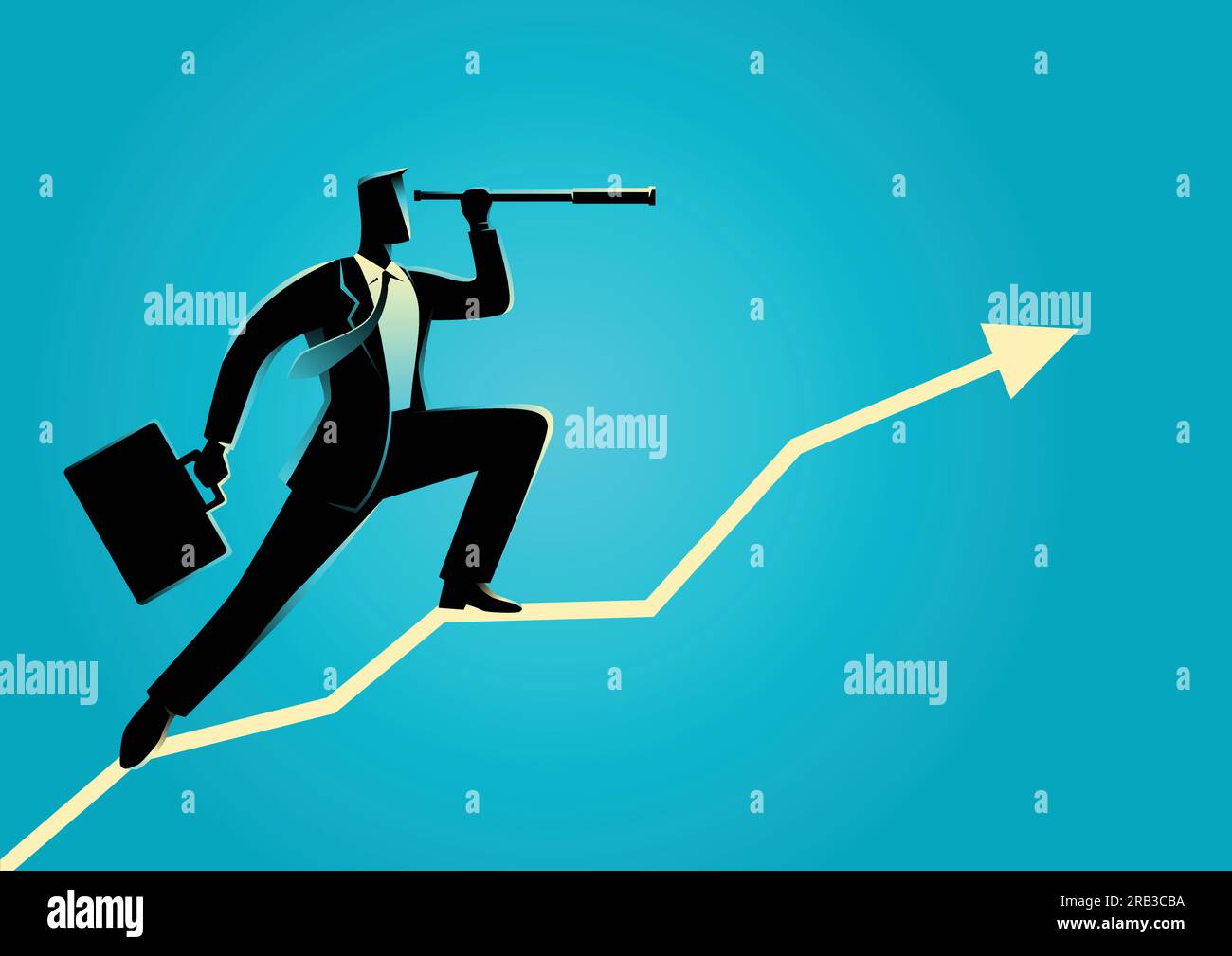 Silhouette d'un homme d'affaires utilisant le télescope sur la carte graphique. Concept de prévision, prévision, succès, planification dans les affaires Illustration de Vecteur Silhouette d'un homme d'affaires utilisant le télescope sur la carte graphique. Concept de prévision, prévision, succès, planification dans les affaires Illustration de Vecteur