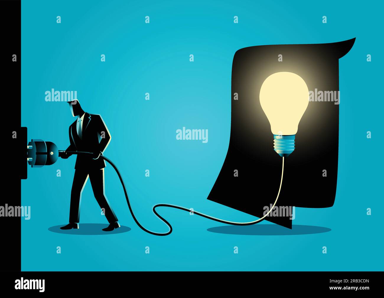 Illustration du concept d'un homme d'affaires met la fiche dans la prise pour éclairer le cerveau Illustration de Vecteur Illustration du concept d'un homme d'affaires met la fiche dans la prise pour éclairer le cerveau Illustration de Vecteur