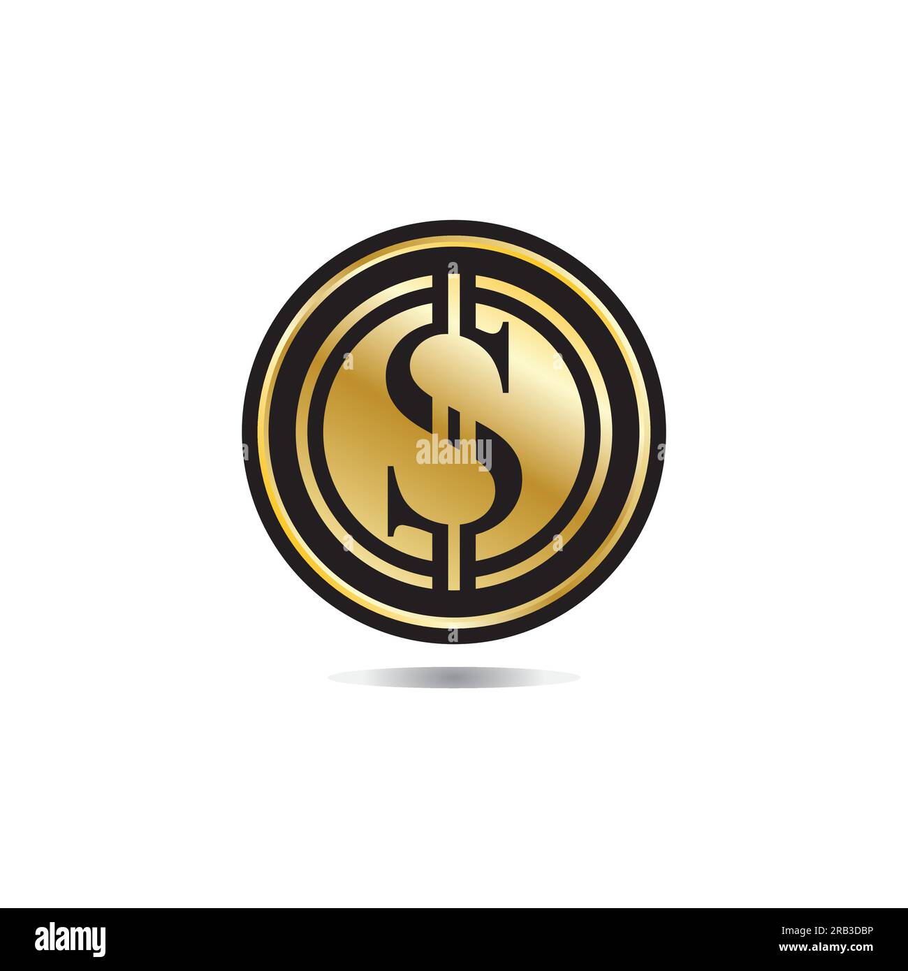 Pièce d'or avec illustration du signe dollar. icône de pièce de monnaie de dollar de vecteur isolée sur fond blanc Illustration de Vecteur