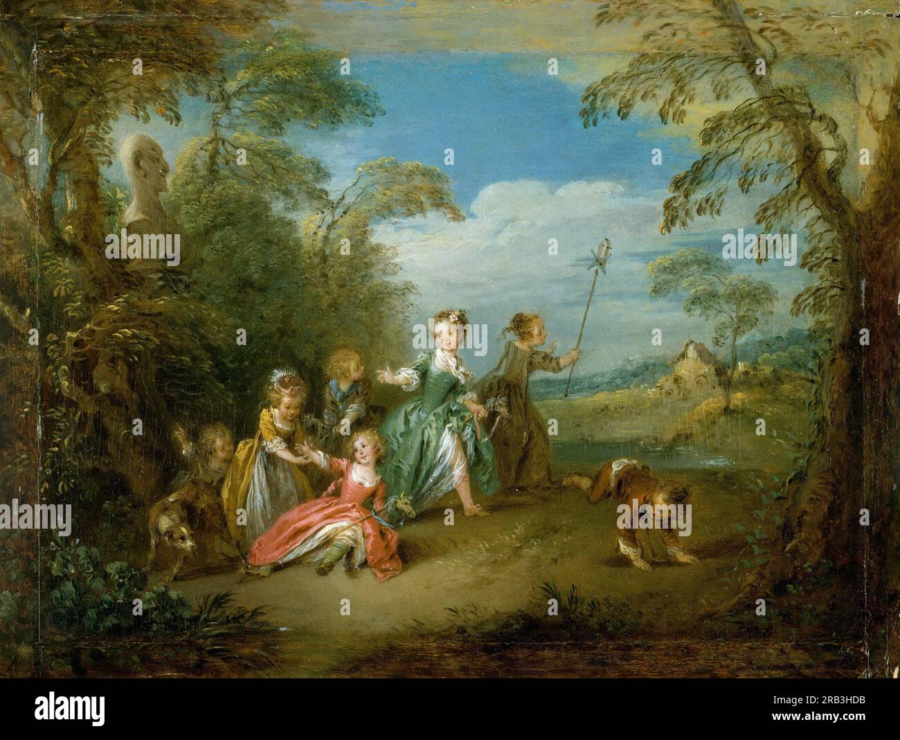 Jean Baptiste Joseph Pater - l'âge d'or 1710 Paris huile sur bois Banque D'Images