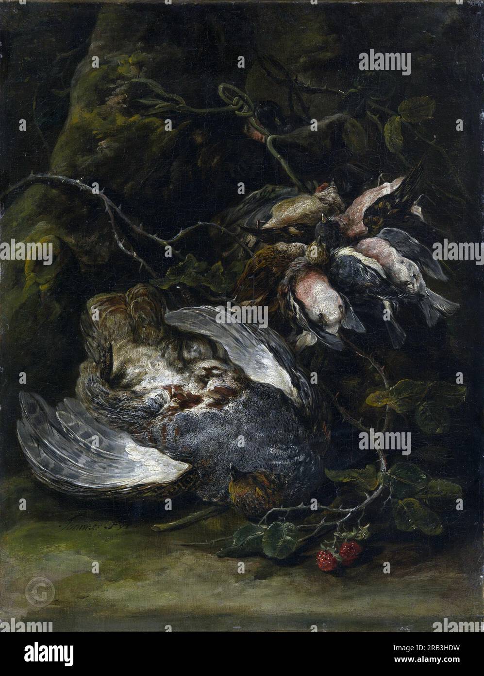Jan Fyt - Une perdrix et des petits gibiers des années 1650 ; huile sur toile; Banque D'Images