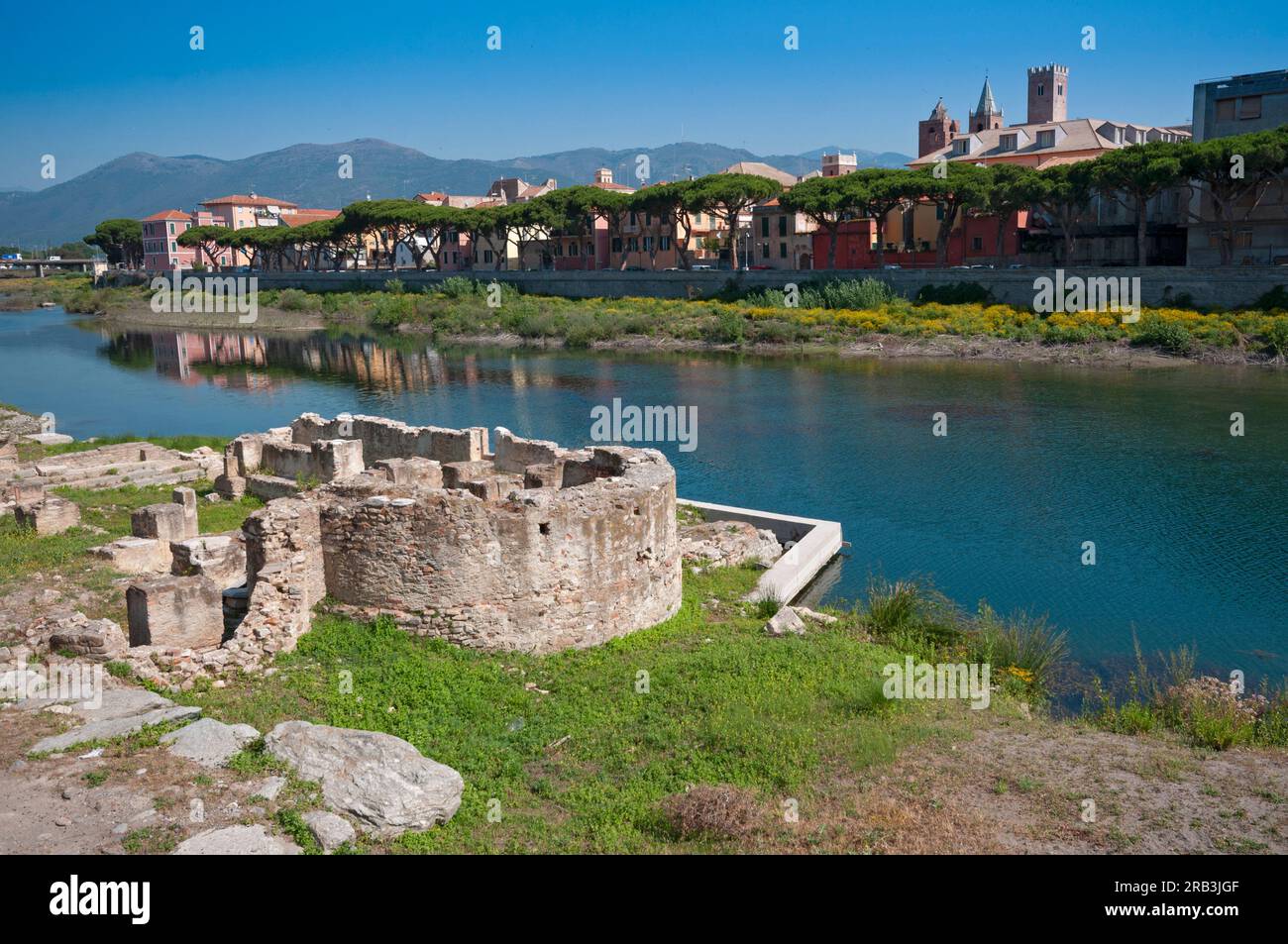 Italie, Ligurie, Albenga, rivière Centa, zone archéologique de San Clemente Banque D'Images