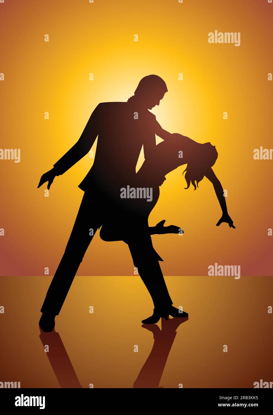 Silhouette illustration d'un couple dansant Illustration de Vecteur