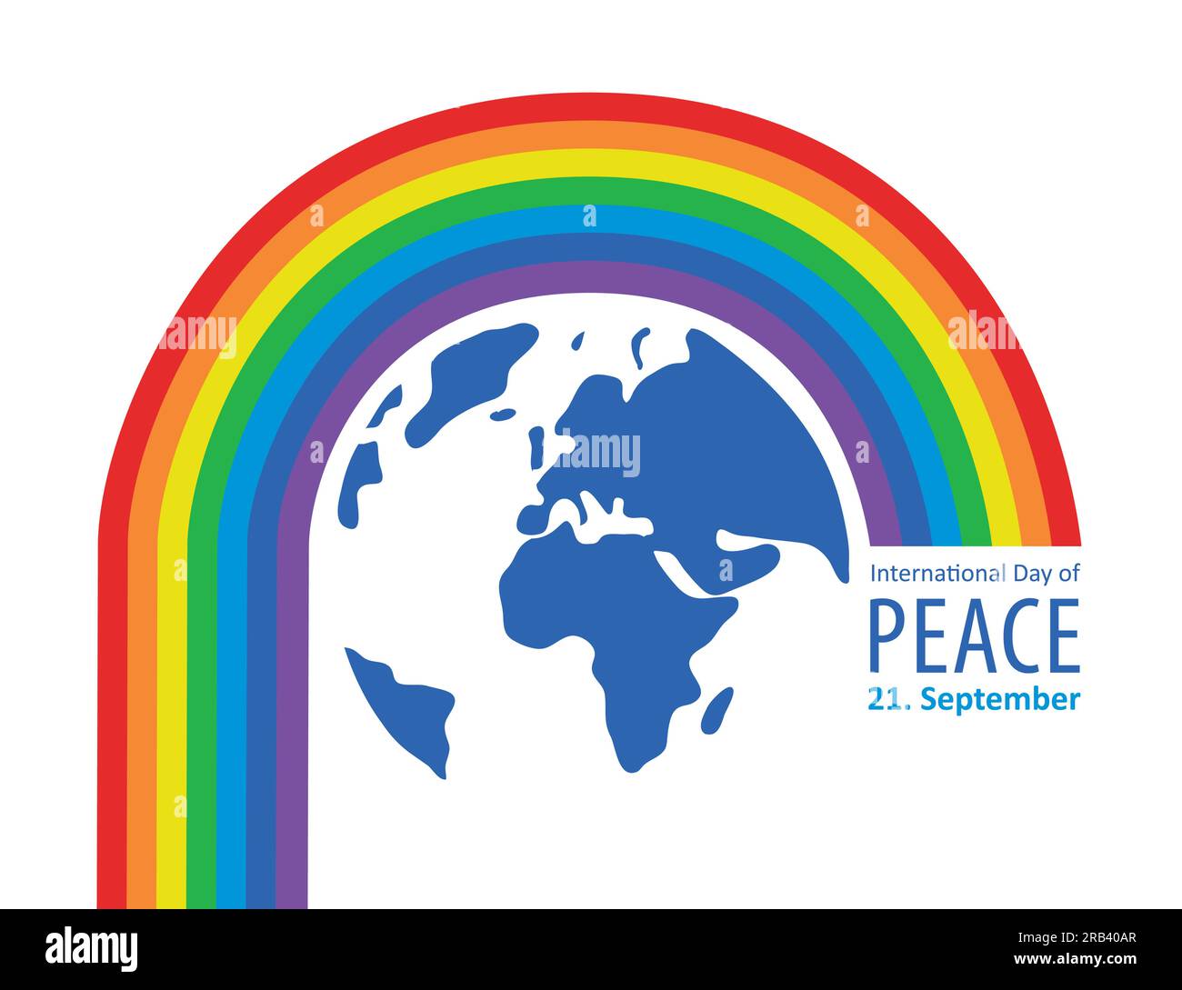 journée internationale de la paix 21 septembre terre avec arc-en-ciel Illustration de Vecteur