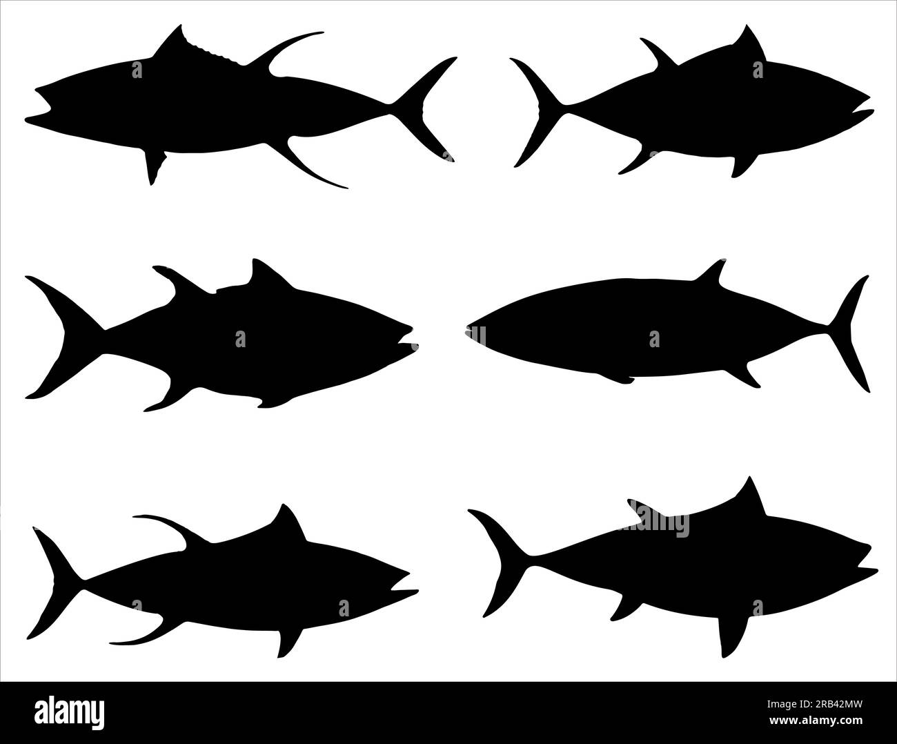 Ensemble de Silhouette de poisson de thon Illustration de Vecteur