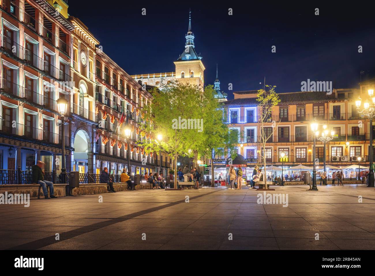 Zocodover Square la nuit - Tolède, Espagne Banque D'Images