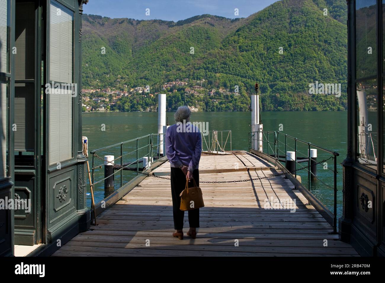 L'Italie, Lombardie, Cernobbio, Pier Banque D'Images