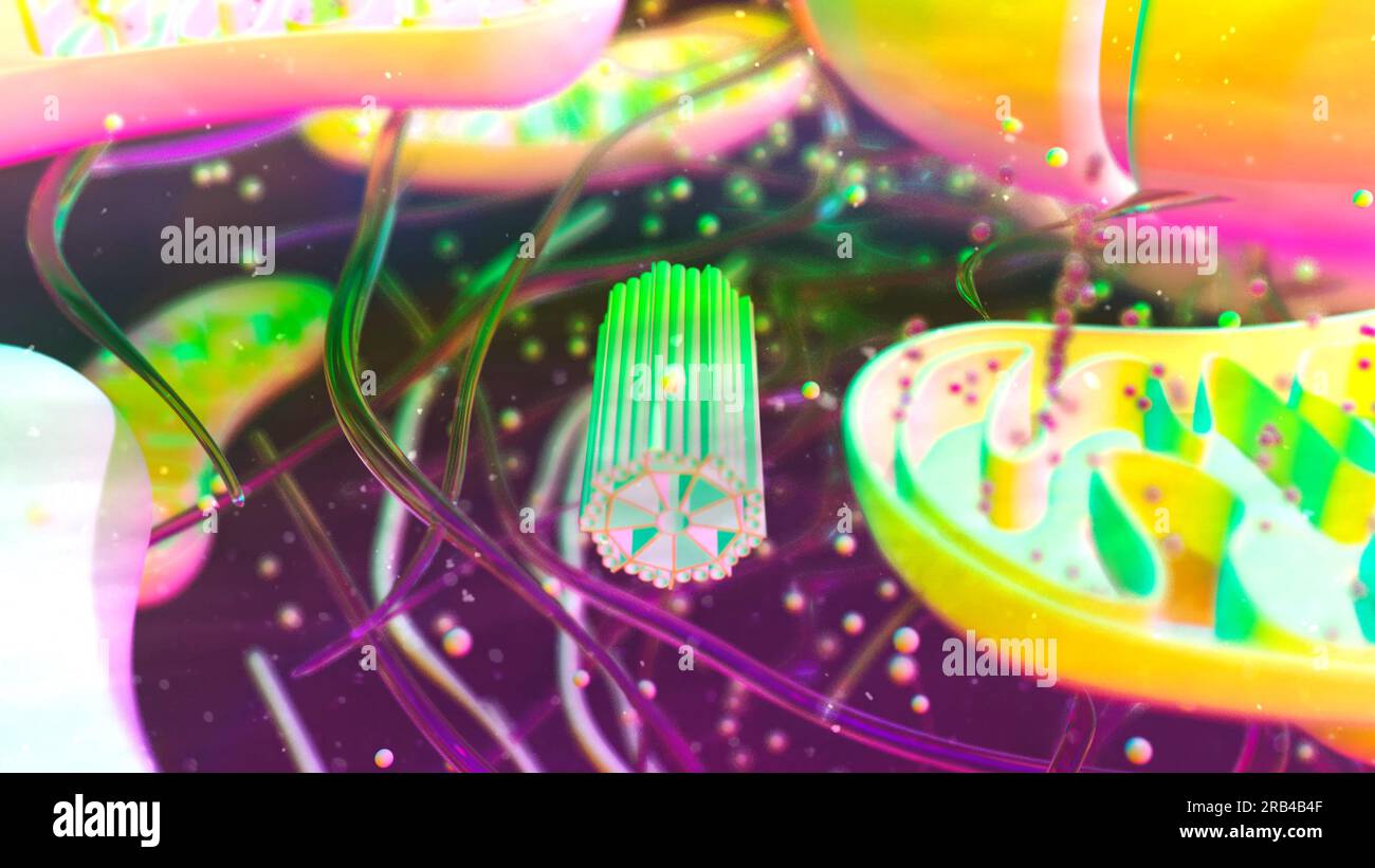 Illustration abstraite en 3D de la cellule et du centriole Banque D'Images