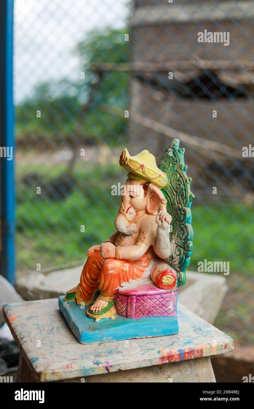 Statue du seigneur indien ganesha, idoles du seigneur Ganesh pour le prochain festival Ganapati en Inde. Banque D'Images