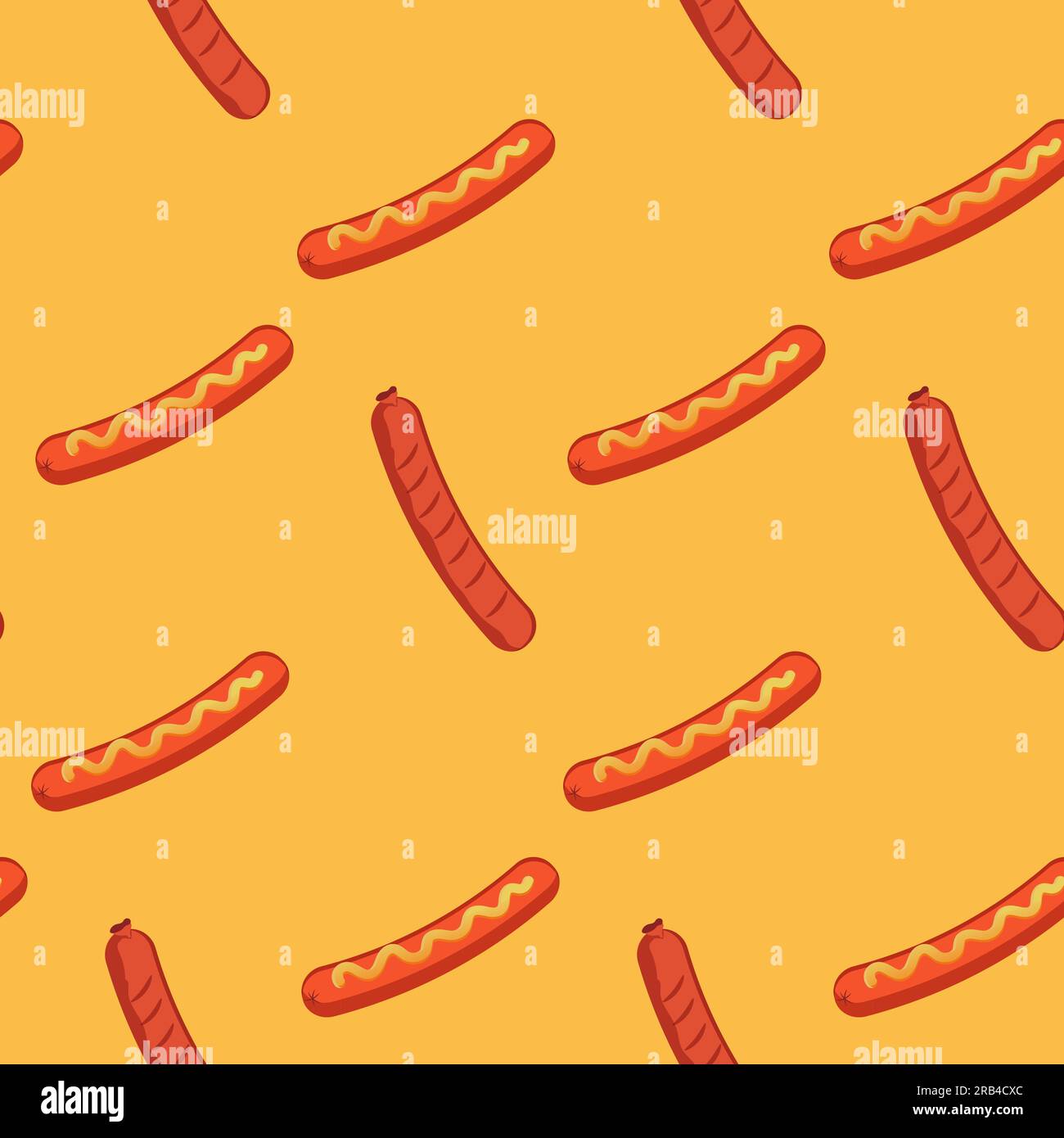 Saucisse sans couture grillée et motif moutarde. Illustration vectorielle Illustration de Vecteur