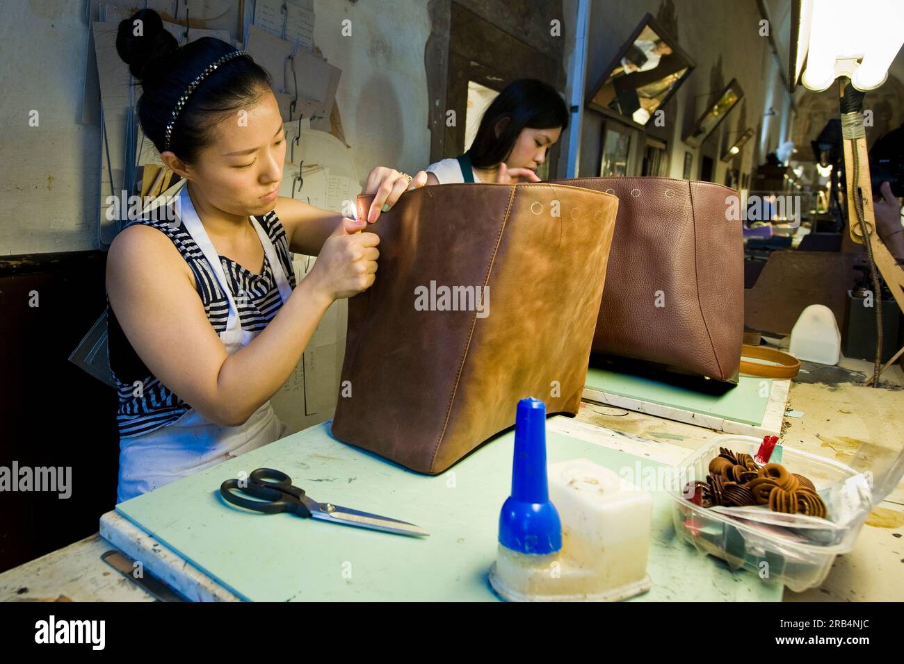 École de cuir. Florence. Italie Banque D'Images