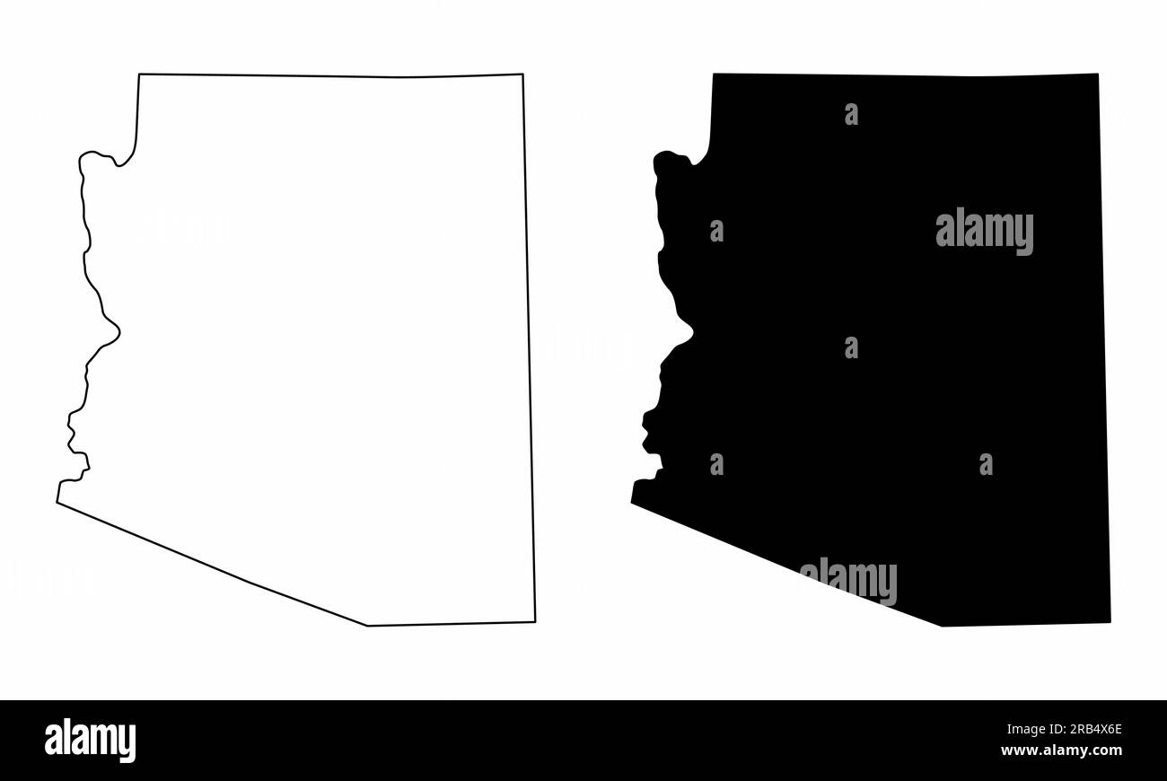 Les cartes silhouettes de l'Arizona State en noir et blanc Illustration de Vecteur