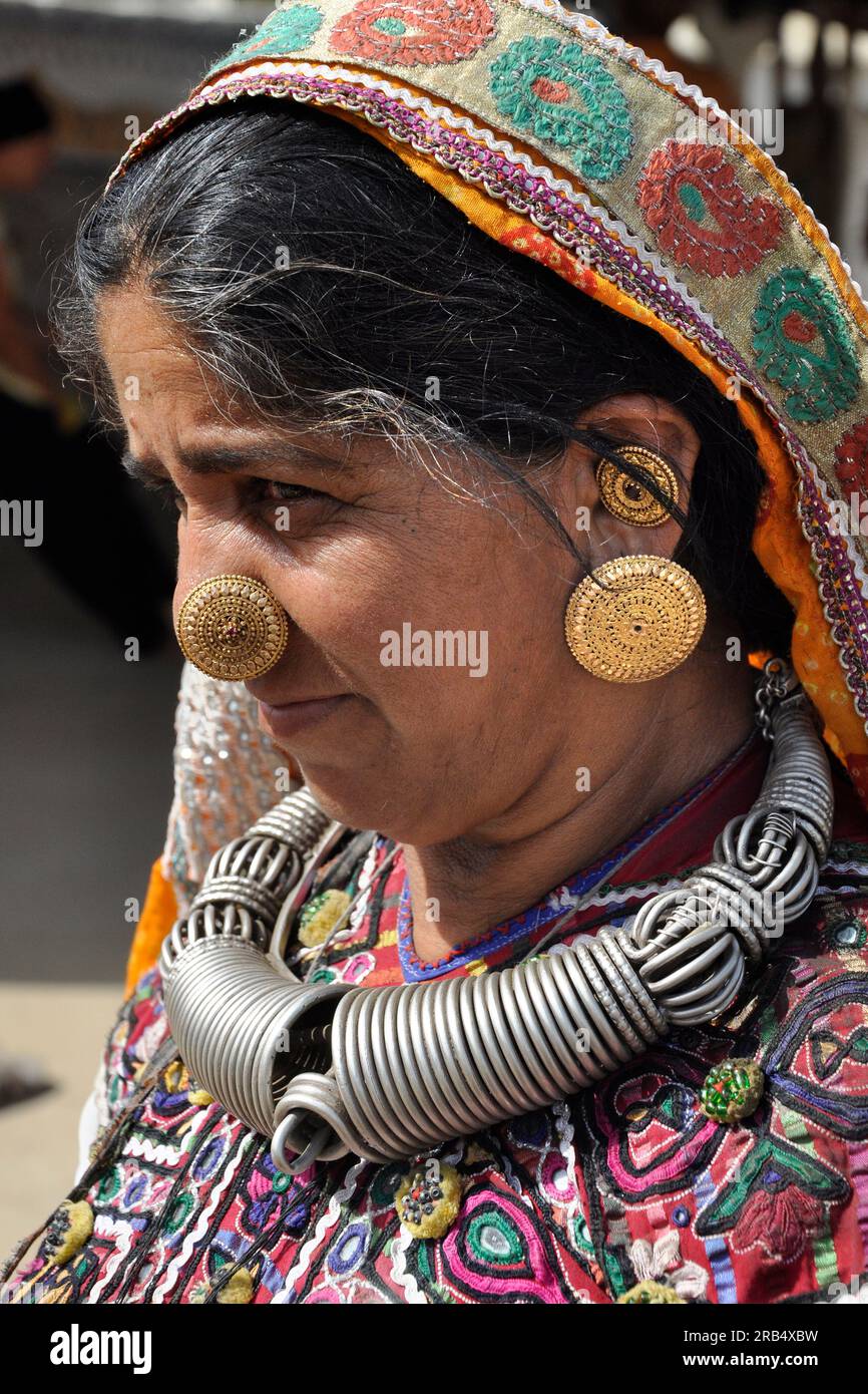 Gujarat, Rann de Kutch, tribu Mengal, femme Banque D'Images