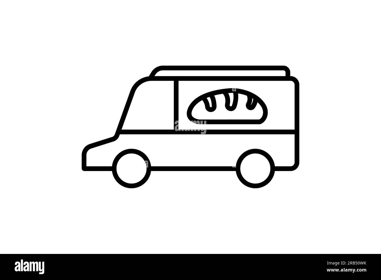 Icône Food Truck. icône liée au service de boulangerie, voiture de livraison. Style icône en forme de ligne. Conception vectorielle simple modifiable Illustration de Vecteur