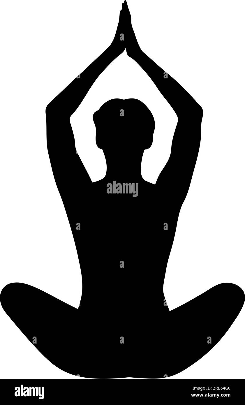 Silhouette de femme Yoga pose pour la relaxation et la méditation. Illustration vectorielle Illustration de Vecteur