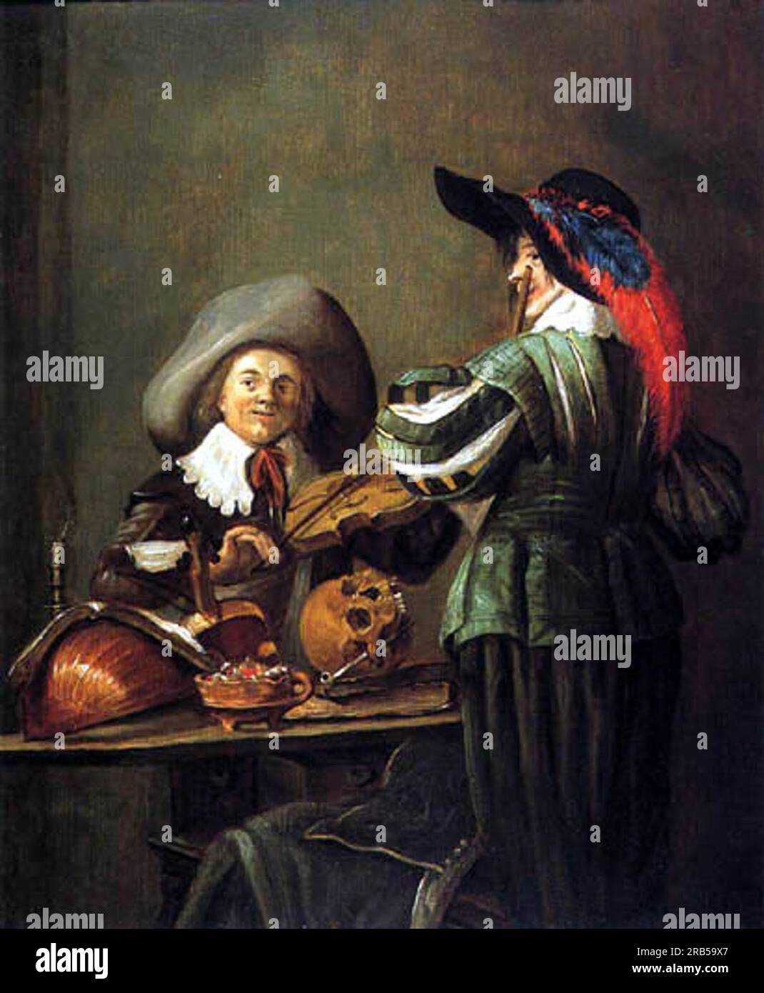 Deux musiciens 1629 de Judith Leyster Banque D'Images