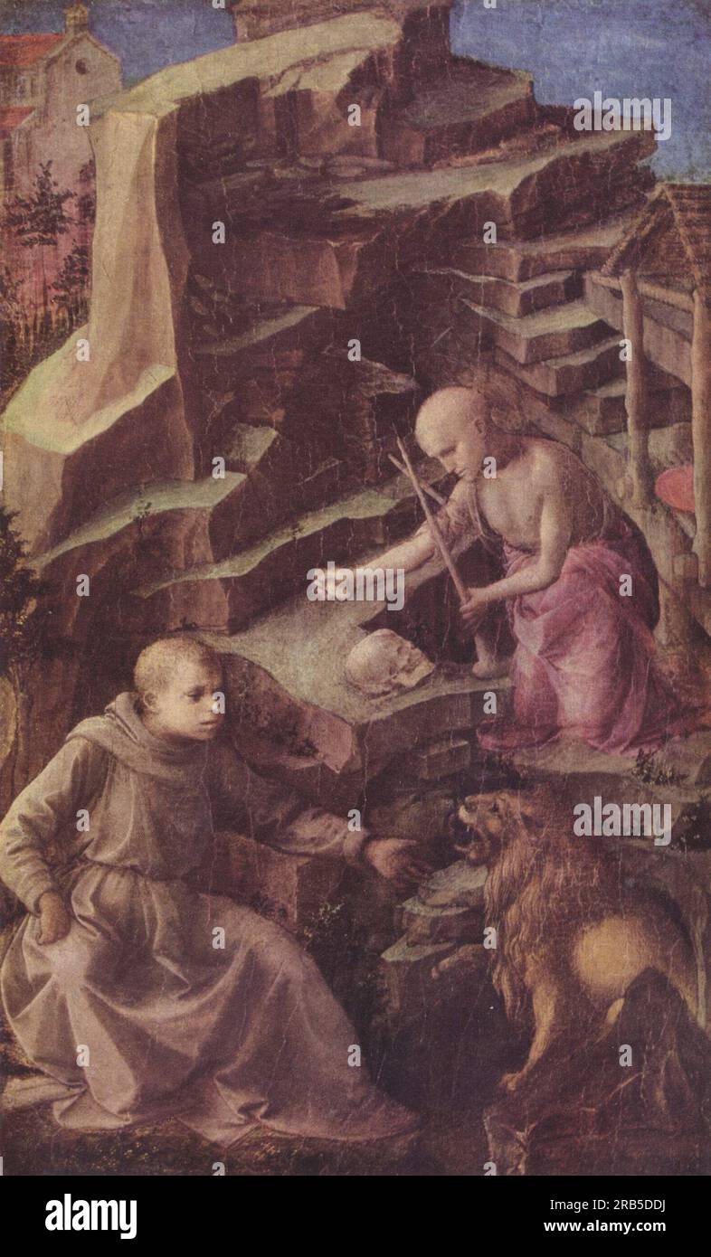 St. Jérôme dans le désert 1456 de Filippo Lippi Banque D'Images