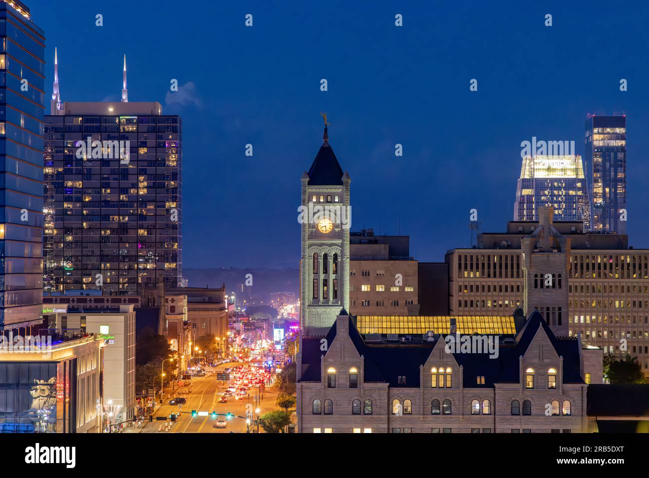 image d'un paysage urbain du centre-ville de nashville la nuit Banque D'Images