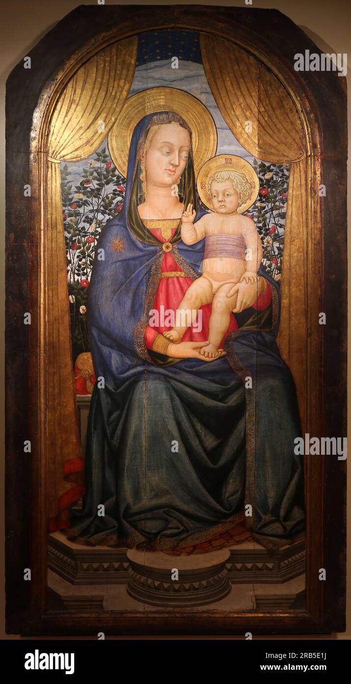 Madonna dans trono col Bambino 1450 de Lo Scheggia Banque D'Images
