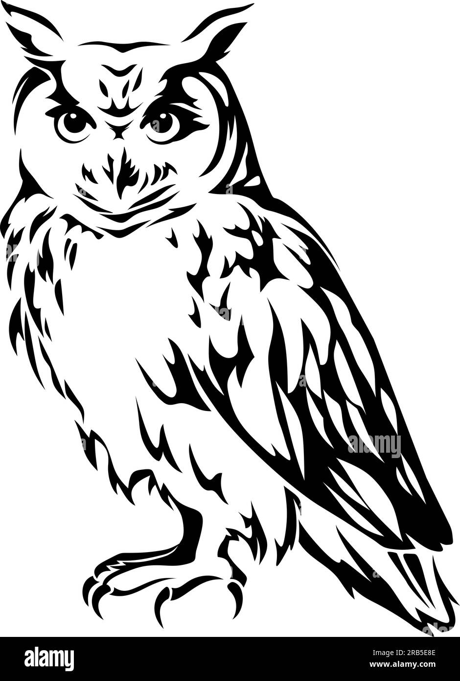 Hibou. Silhouette noire d'un hibou assis isolé sur un fond blanc. Illustration vectorielle Illustration de Vecteur