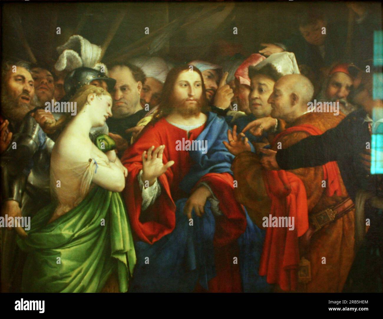 Christ et les adultères vers 1528 ; Italie par Lorenzo Lotto Banque D'Images