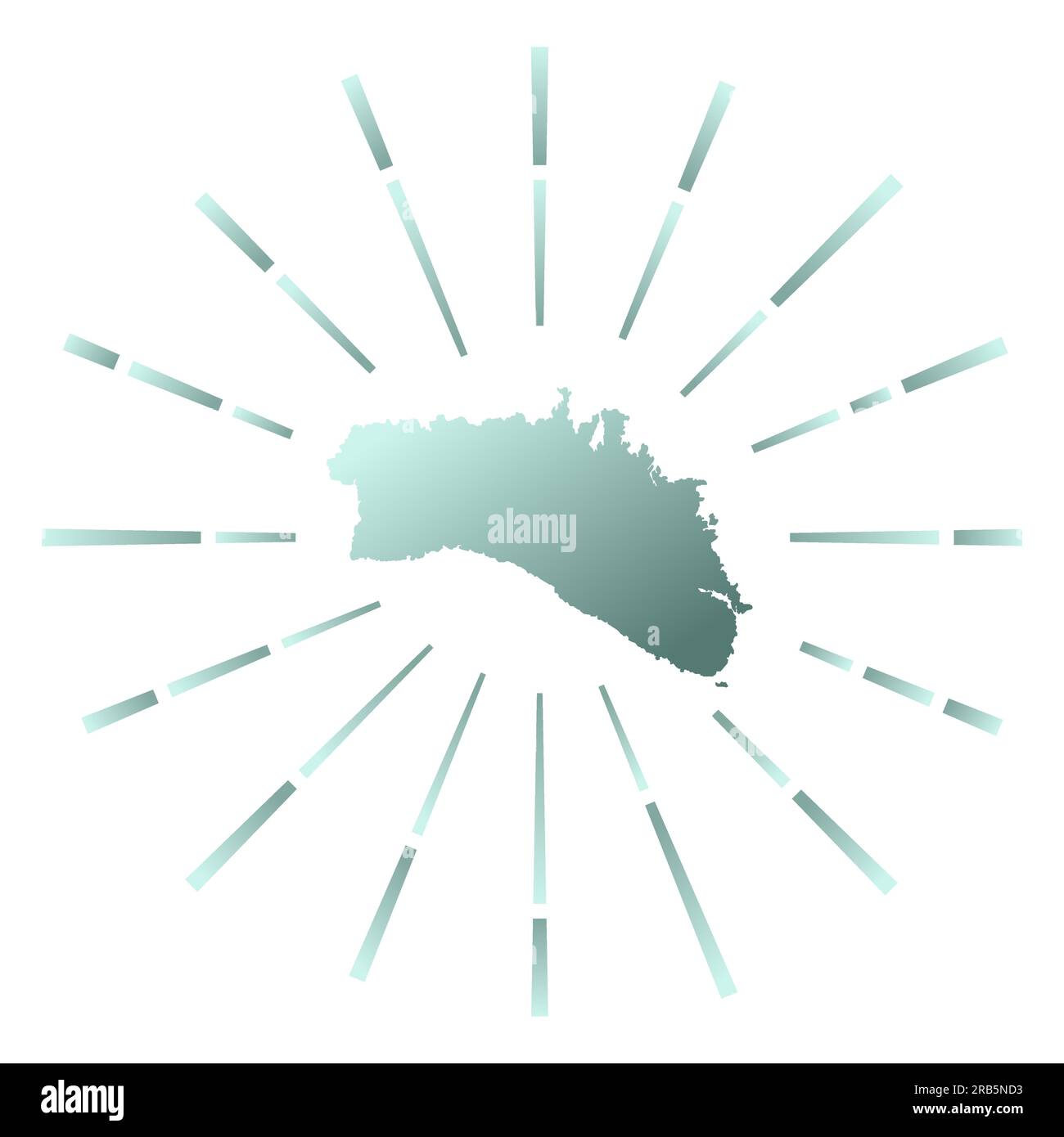 Rafale de soleil dégradée à Minorque. Carte de l'île avec des rayons étoilés colorés. Minorque illustration en numérique, technologie, Internet, style réseau. Illustration de Vecteur