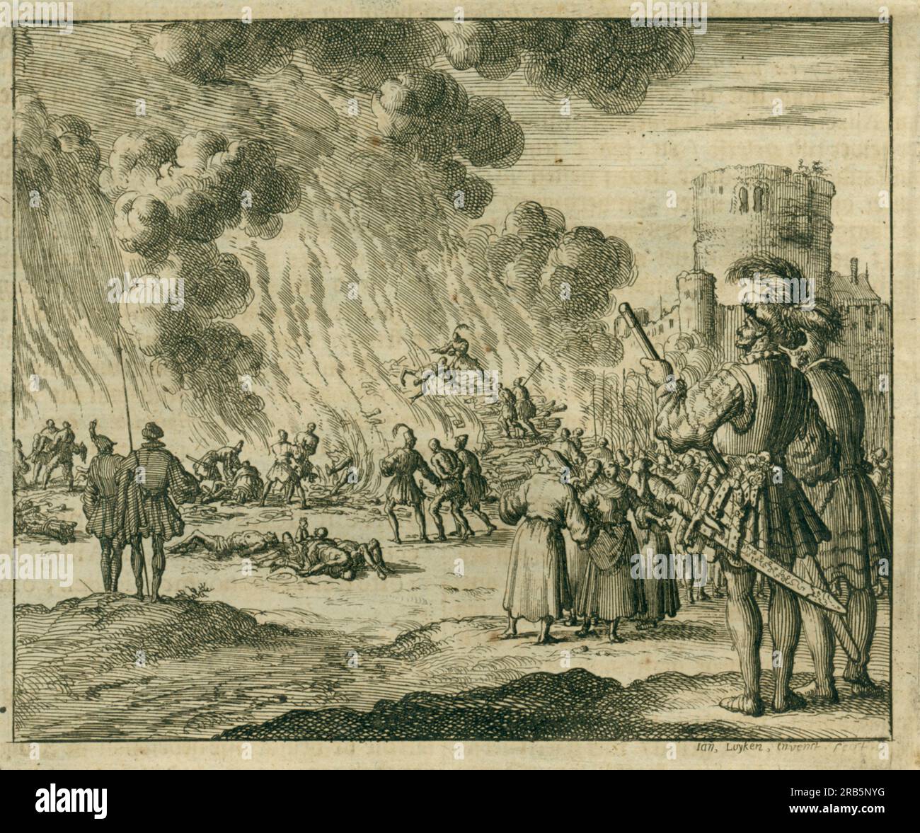 Brûlage de 180 Albigeois, AD 1210 1685 par Jan Luyken Banque D'Images