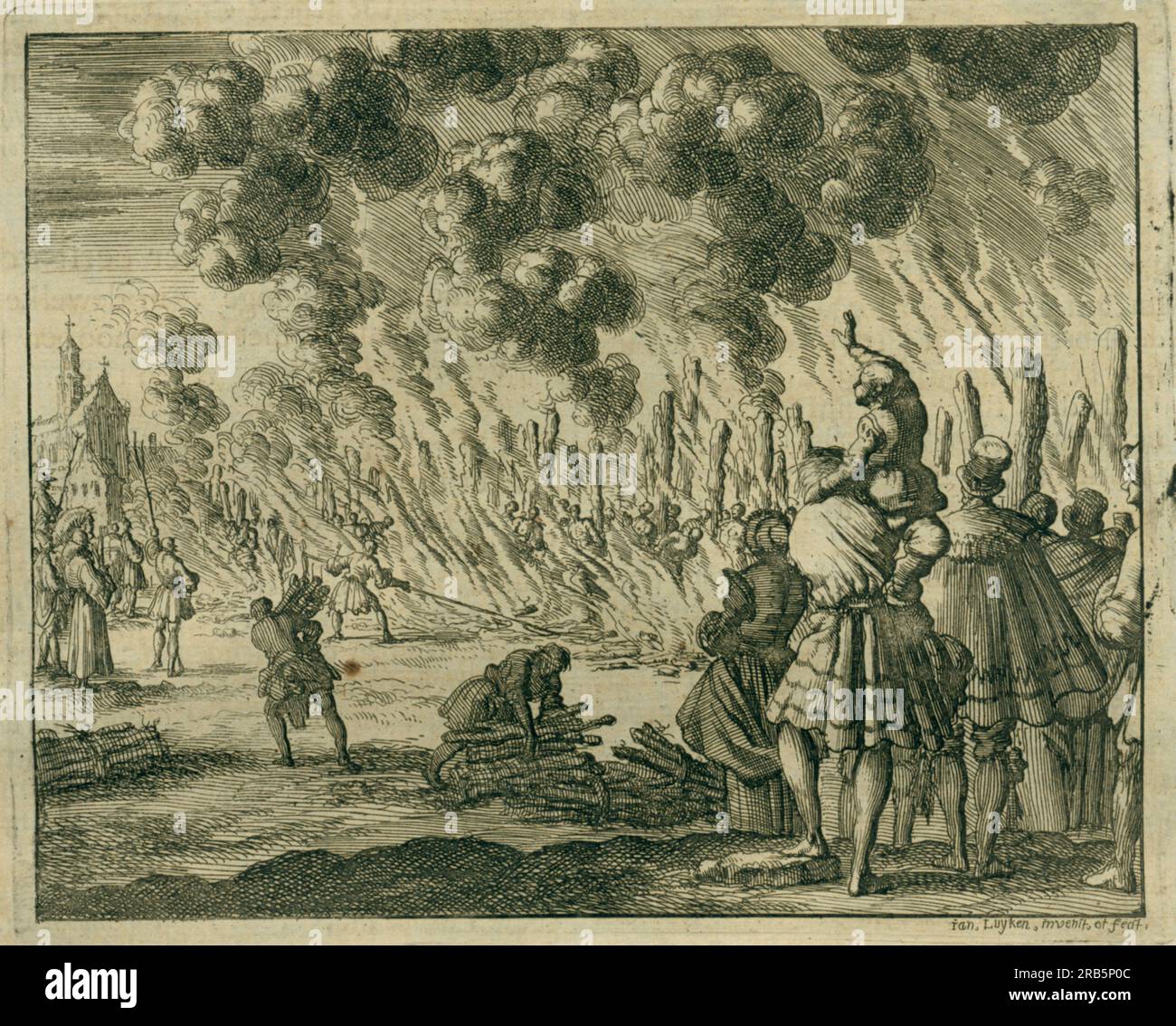 Incendie de 224 Vaudois, Toulon, AD 1243 1684 par Jan Luyken Banque D'Images
