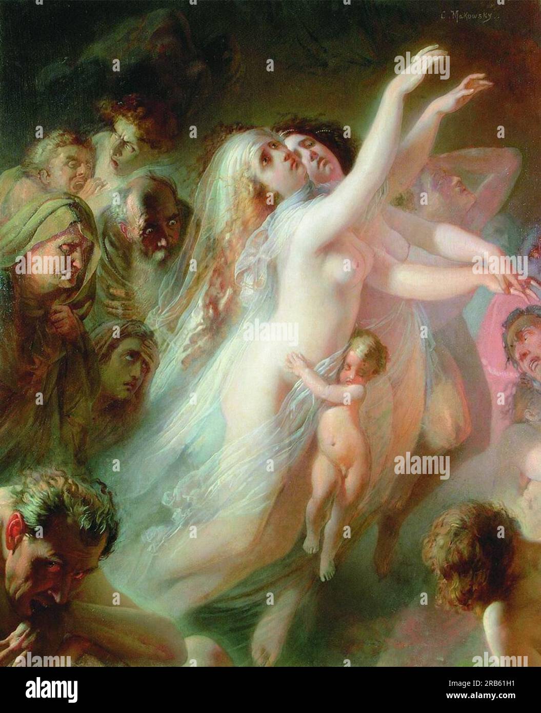 Charon transporte des âmes mortes à travers la rivière Styx 1861 par Konstantin Makovsky Banque D'Images