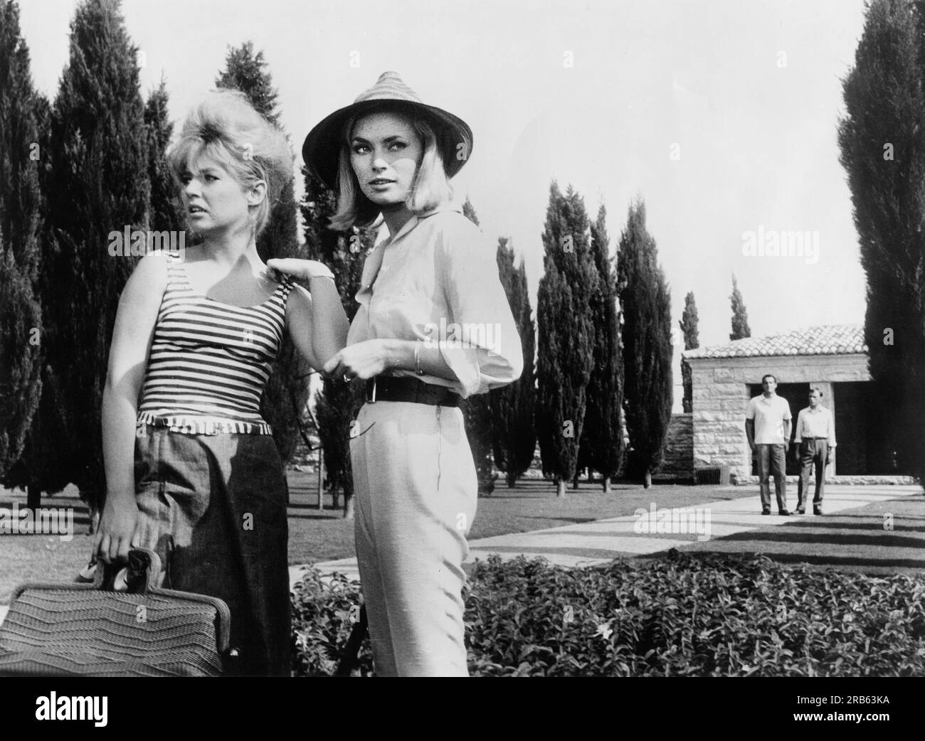 Annette Stroyberg, Vittorio Gassman, Jean-Louis Trintignant, sur le tournage du film italien, 'la vie facile', italien : il Sorpasso, Embassy Pictures, 1962 Banque D'Images