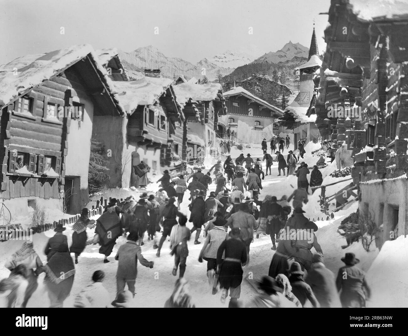 Village Street Scene, sur le plateau du film muet, 'Eternal Love', avec John Barrymore, réalisé par Ernst Lubitsch, United Artists, 1929 Banque D'Images