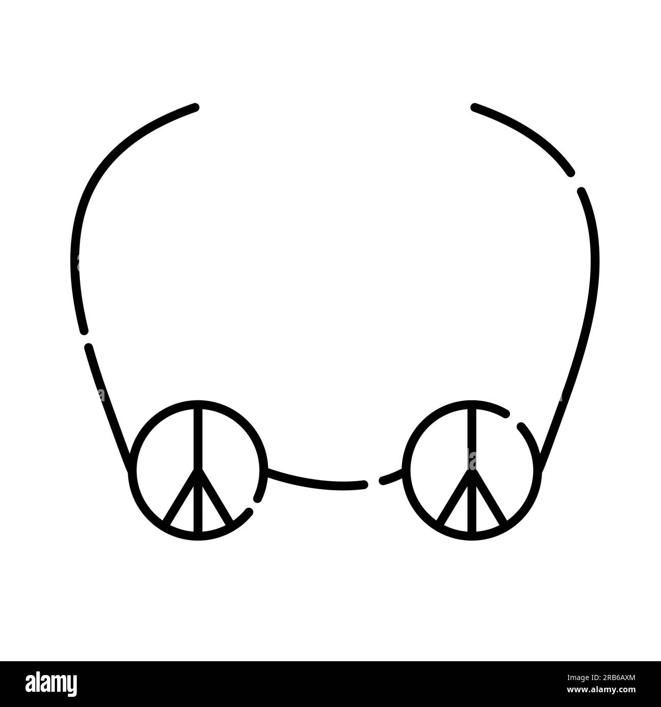 Lunettes avec signe pacifique, icône de ligne noire vecteur Illustration de Vecteur