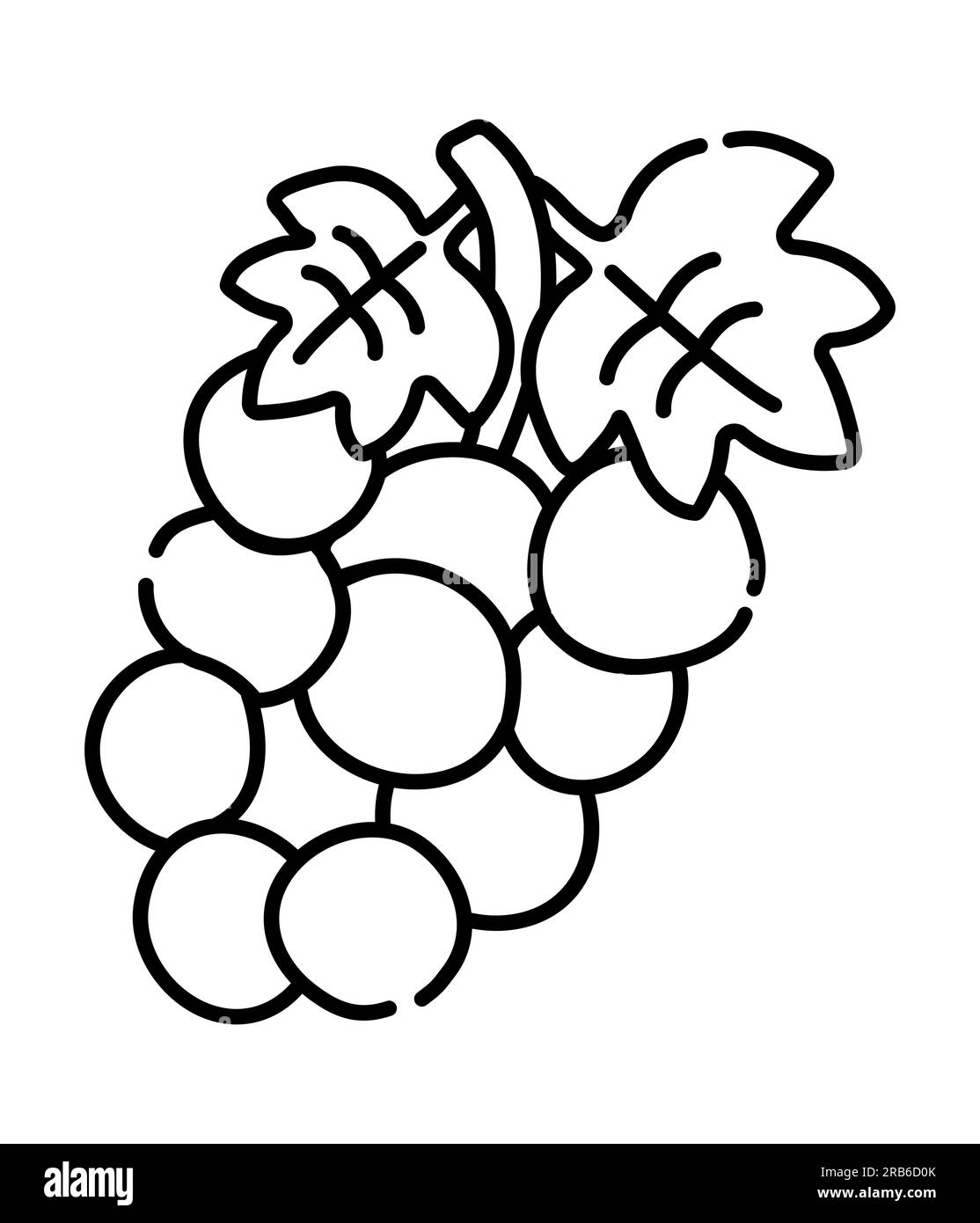 Grappe de raisins icône de ligne vectorielle noir et blanc Illustration de Vecteur