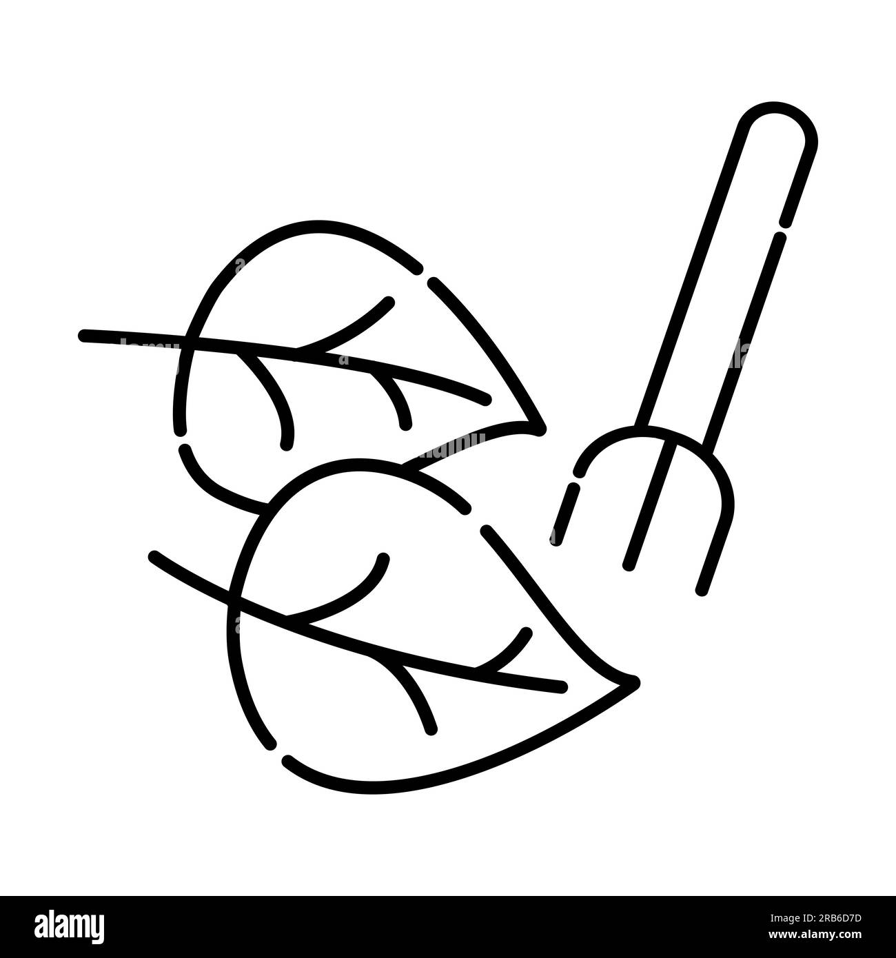 Icône de ligne vectorielle noire et blanche pour laitue et fourchette Illustration de Vecteur