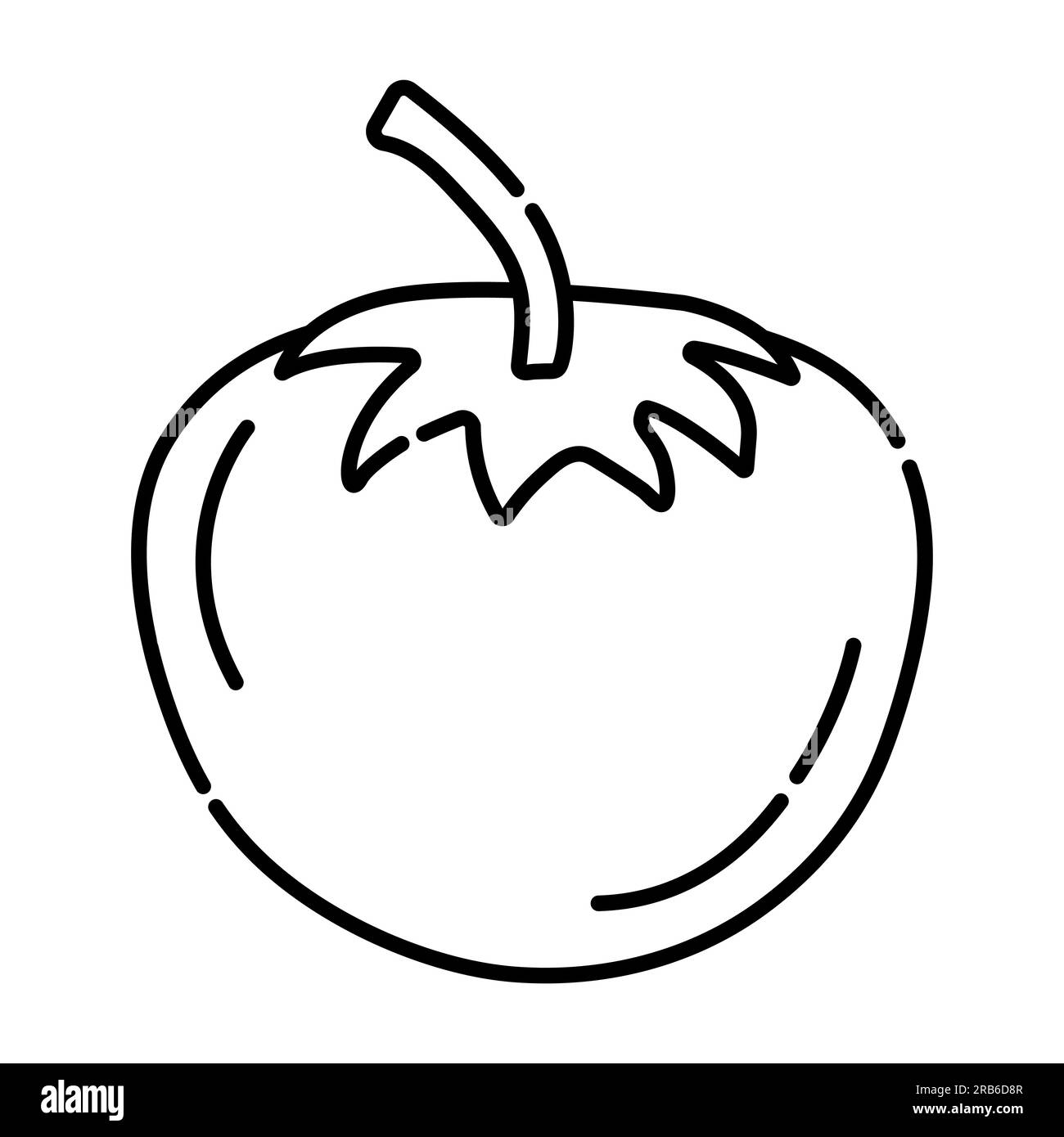 Icône de ligne vectorielle noir et blanc tomate Illustration de Vecteur