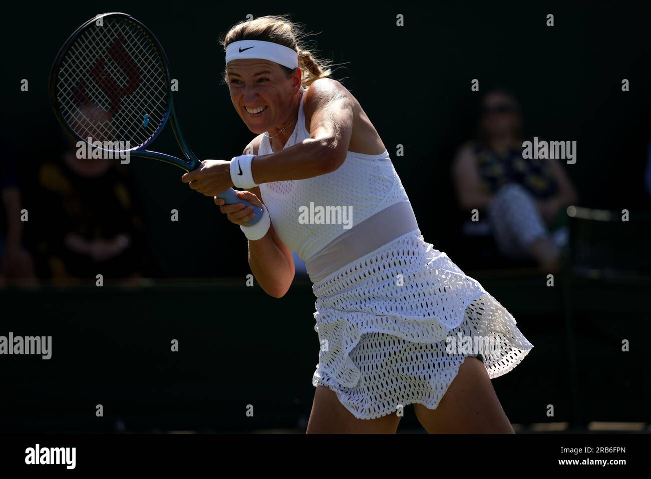 Londres, Royaume-Uni. 07 juillet 2023. 07 juillet, 2023 - Wimbledon. Victoria Azarenka lors de la deuxième ronde a battu Daria Kasatkina, numéro onze, à Wimbledon. Crédit : Adam Stoltman/Alamy Live News Banque D'Images