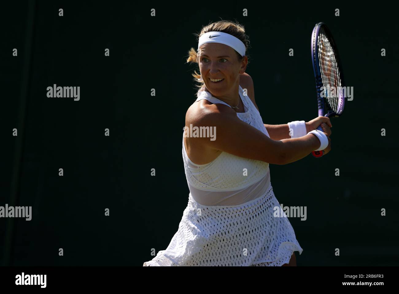 Londres, Royaume-Uni. 07 juillet 2023. 07 juillet, 2023 - Wimbledon. Victoria Azarenka lors de la deuxième ronde a battu Daria Kasatkina, numéro onze, à Wimbledon. Crédit : Adam Stoltman/Alamy Live News Banque D'Images