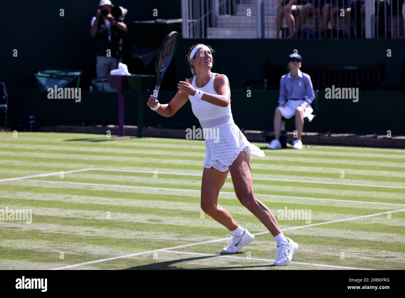 Londres, Royaume-Uni. 07 juillet 2023. 07 juillet, 2023 - Wimbledon. Victoria Azarenka lors de la deuxième ronde a battu Daria Kasatkina, numéro onze, à Wimbledon. Crédit : Adam Stoltman/Alamy Live News Banque D'Images