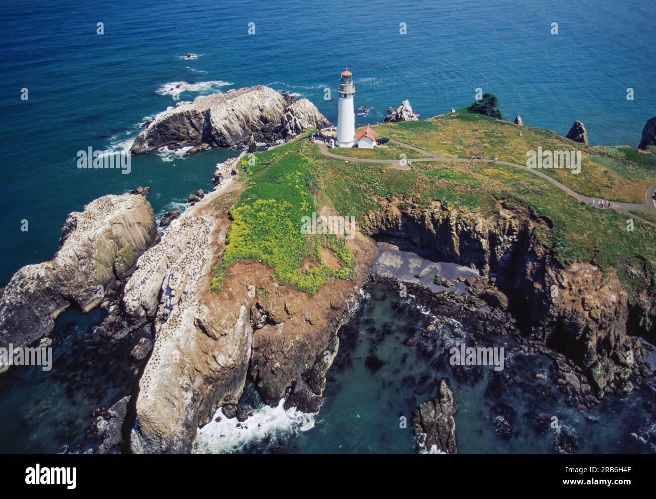 Image aérienne du phare de Yaquina Head, Oregon, États-Unis Banque D'Images
