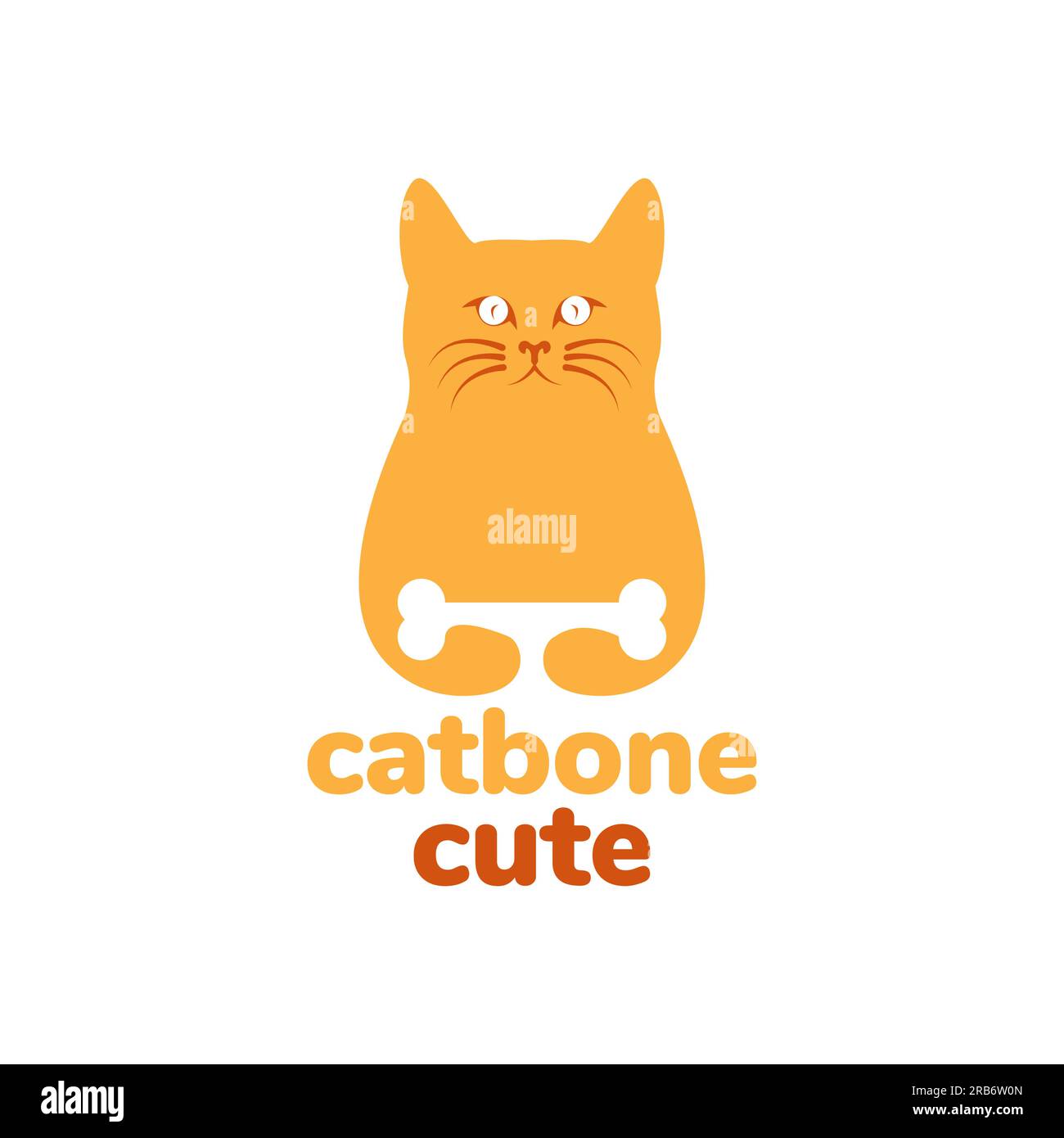 animaux animaux de compagnie chat tiennent les os plats vecteur de conception de logo de mascotte moderne Illustration de Vecteur
