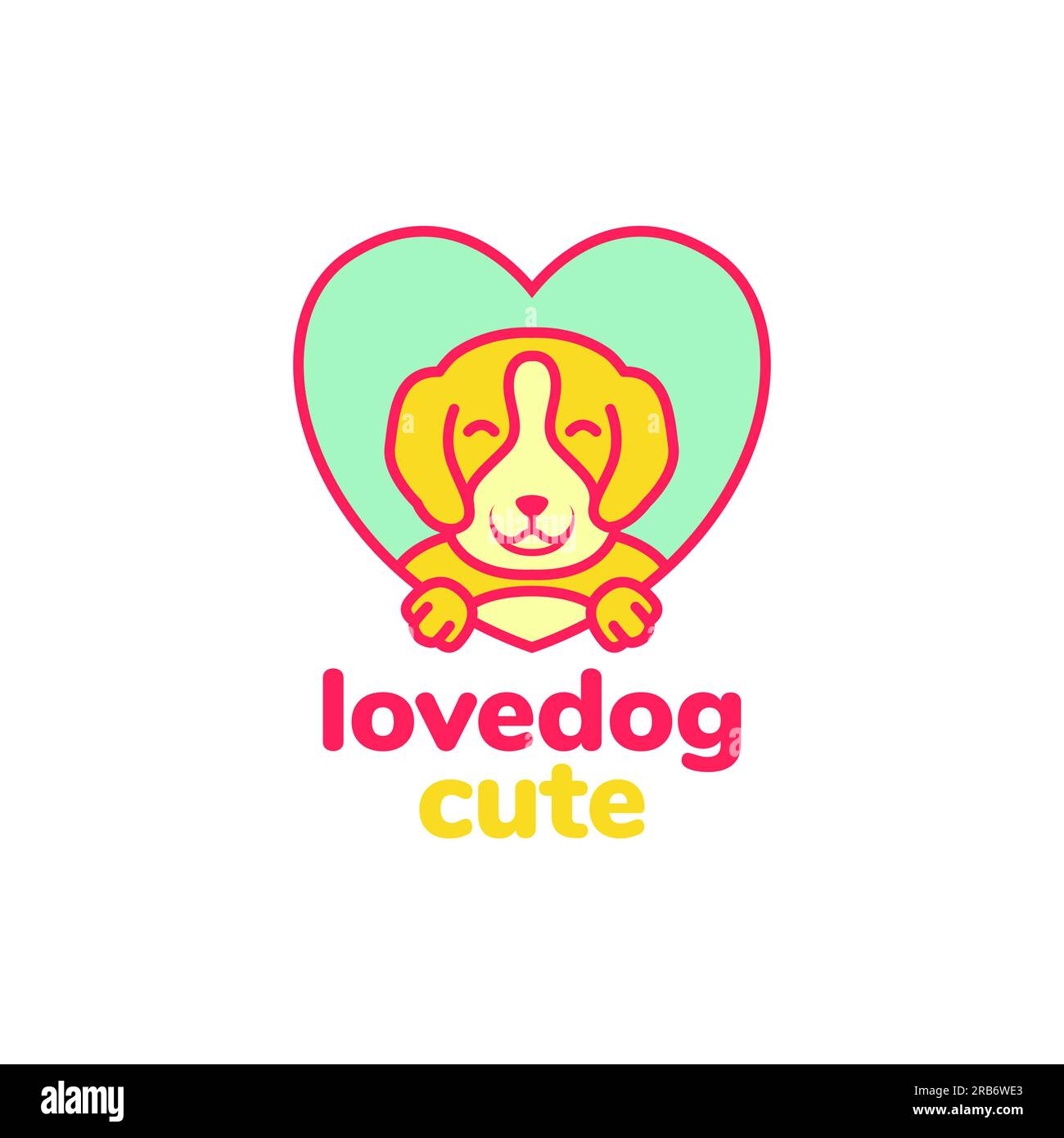 animaux animaux de compagnie chien bretagne mascotte chiot amour coeur vecteur de conception de logo coloré Illustration de Vecteur