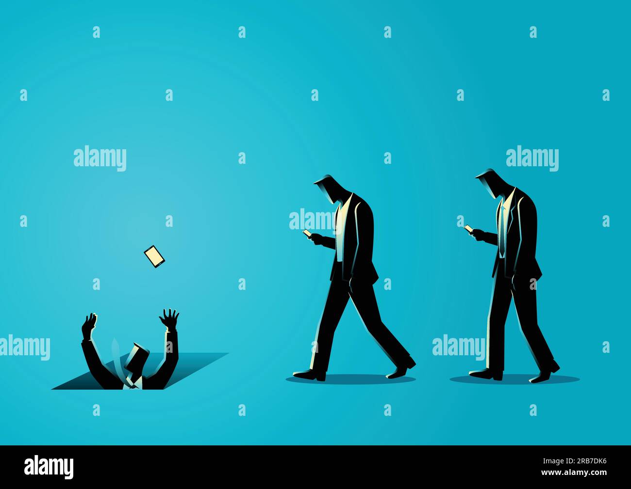 Concept d'illustration des hommes avec des téléphones cellulaires, concept d'ignorance, impact sur les médias sociaux Illustration de Vecteur Concept d'illustration des hommes avec des téléphones cellulaires, concept d'ignorance, impact sur les médias sociaux Illustration de Vecteur