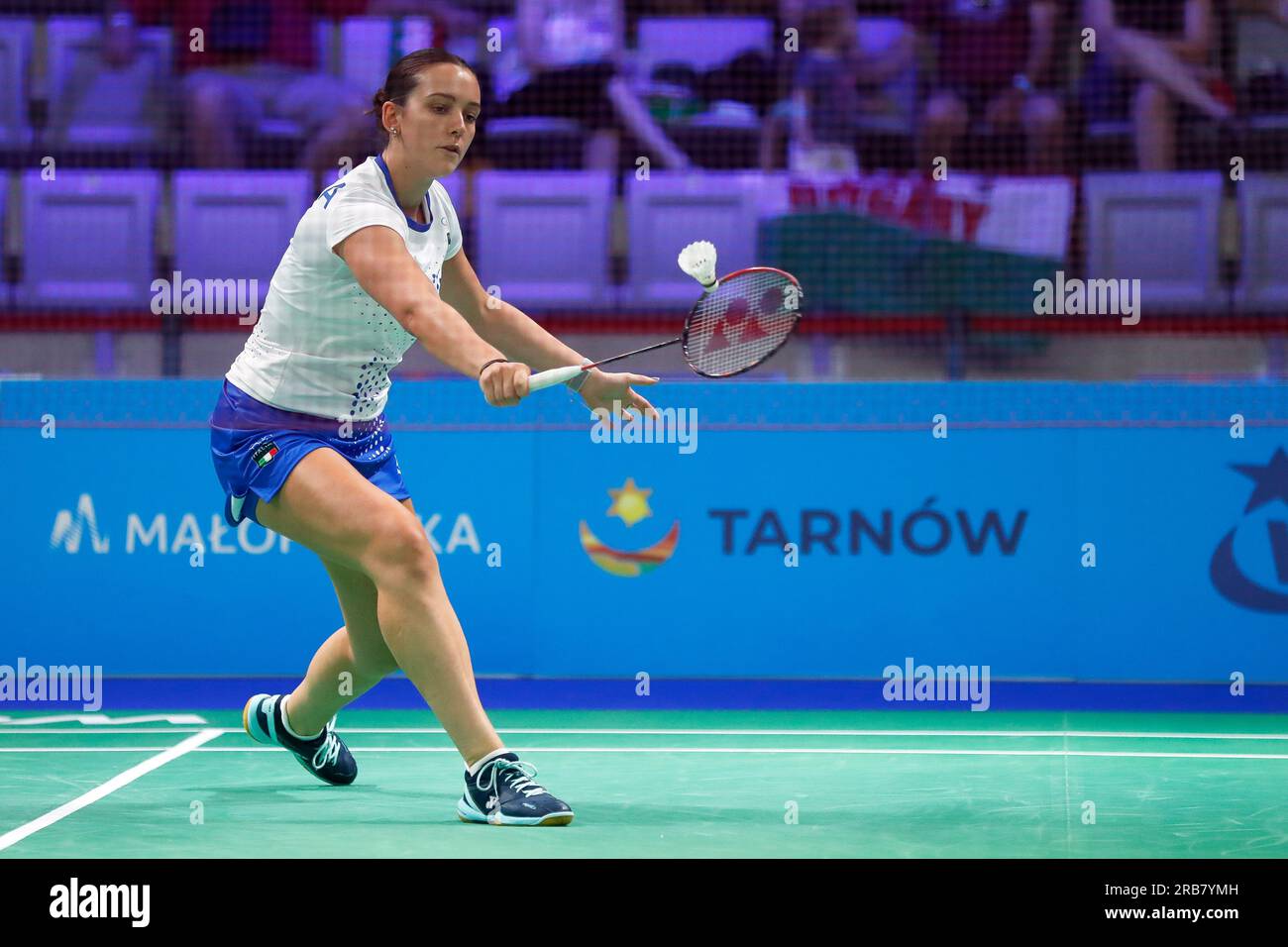 Tarnow, Slovénie. 26 juin 2023 : l'italienne Yasmine Hamza concourt au Badminton - Match féminin en solo pendant les Jeux Européens - jour 7 à la Jaskolka Arena à Tarnow, Pologne. 26 juin 2023. (Photo de Nikola Krstic/Alamy) Banque D'Images