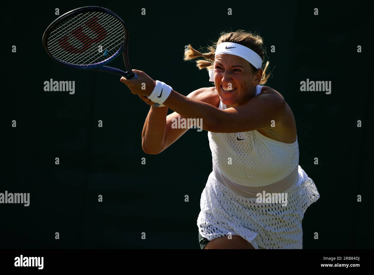 Londres, Royaume-Uni. 07 juillet 2023. 07 juillet, 2023 - Wimbledon. Victoria Azarenka lors de la deuxième ronde a battu Daria Kasatkina, numéro onze, à Wimbledon. Crédit : Adam Stoltman/Alamy Live News Banque D'Images