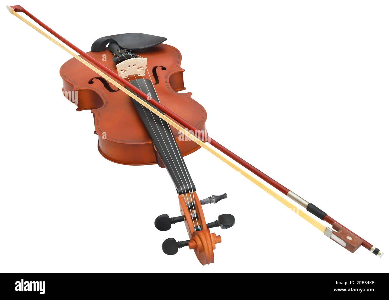 Instrument de musique violon en bois isolé Banque D'Images